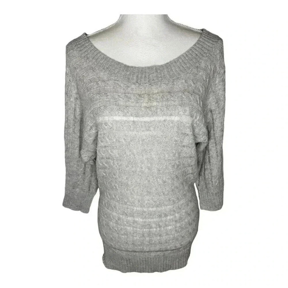 American Eagle Outfitters‎ Size Medium Gray Lightweight Pointelle Dolman Sweater - Picture 1 of 7